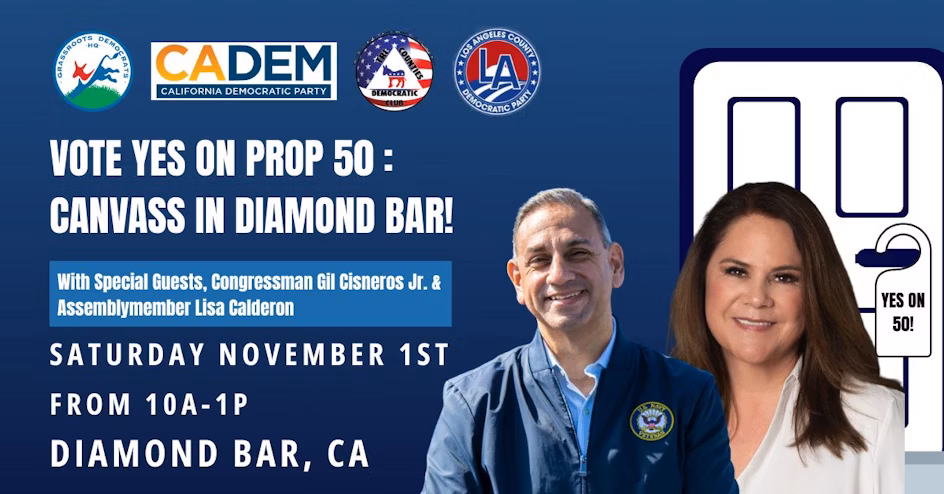Vote YES on Prop 50, redistricting, TRI counties Democratic club